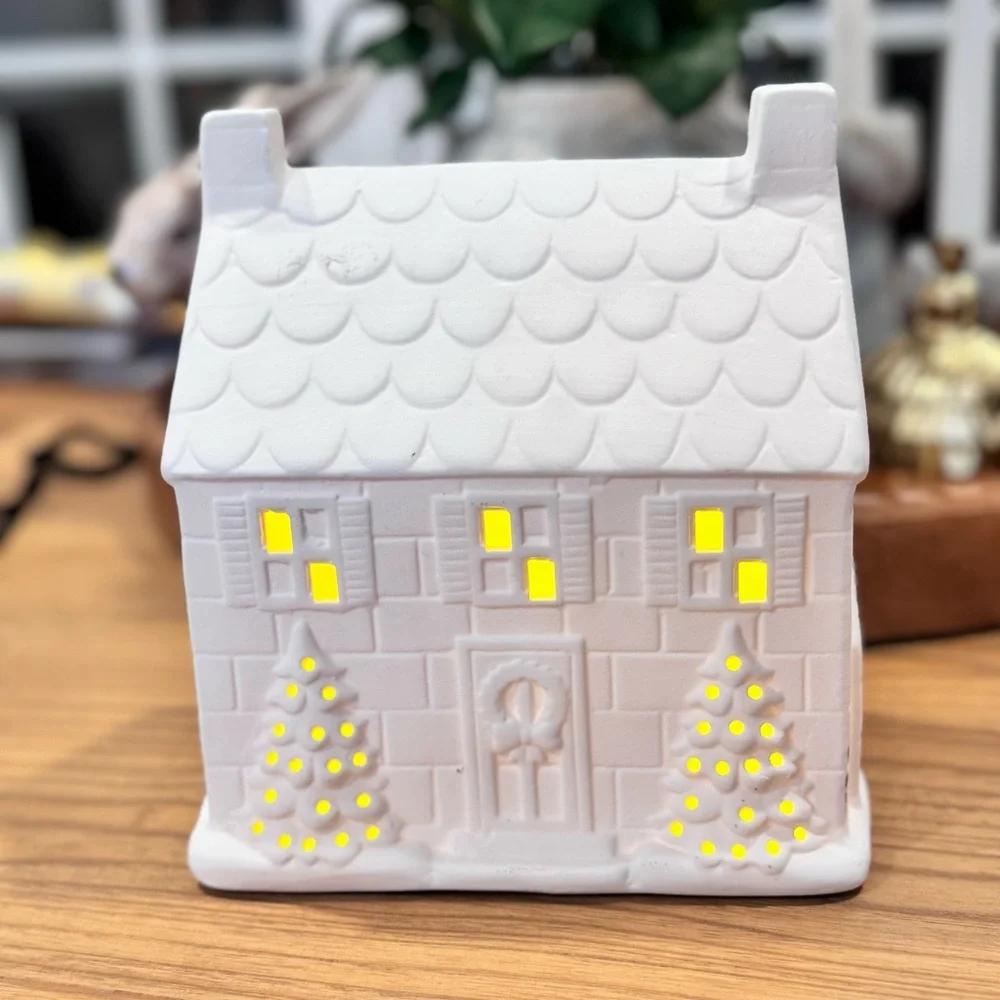 Ceramic Pre-lit Christmas Candy Cane House